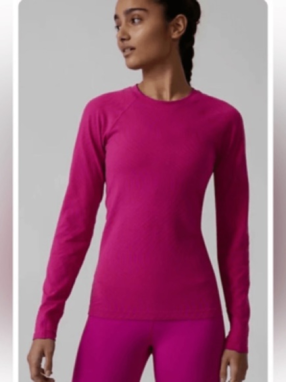 Athleta Women’s Momentum Printed Top, Electric Fuschia Matador Red Size Small